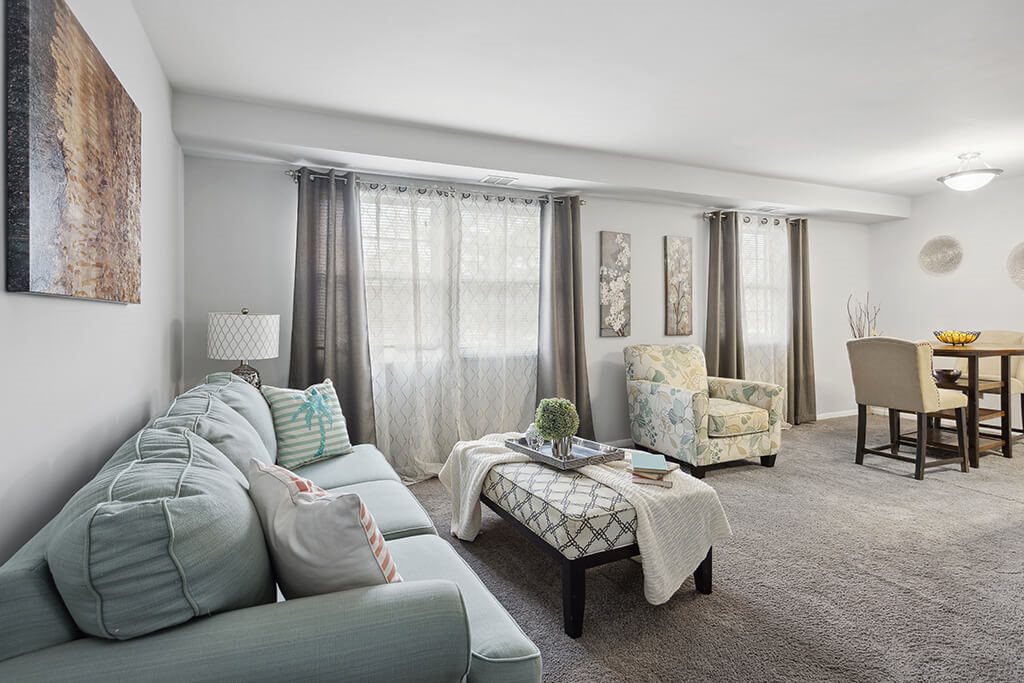 Living room couch at Villages at Marley Station in Glen Burnie MD